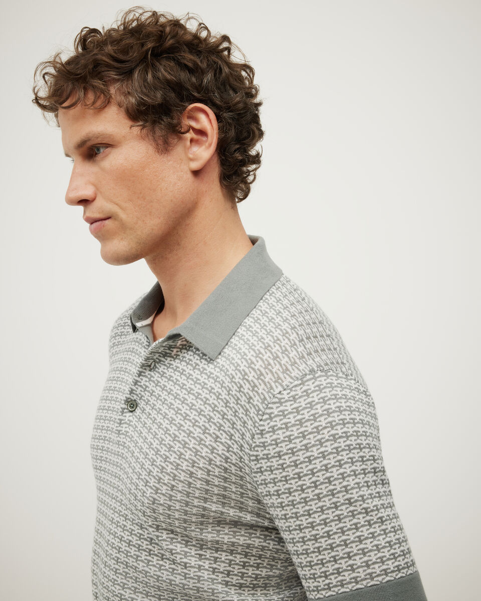Orlando Two-Tone Short Sleeve Polo Knit, Sage, hi-res